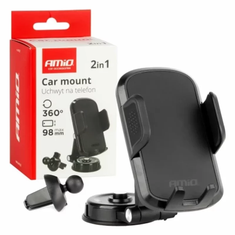 Suport telefon mobil rotativ 360° 2 in 1 cu fixare pe bord sau la grila de ventilatie Garage AutoRide