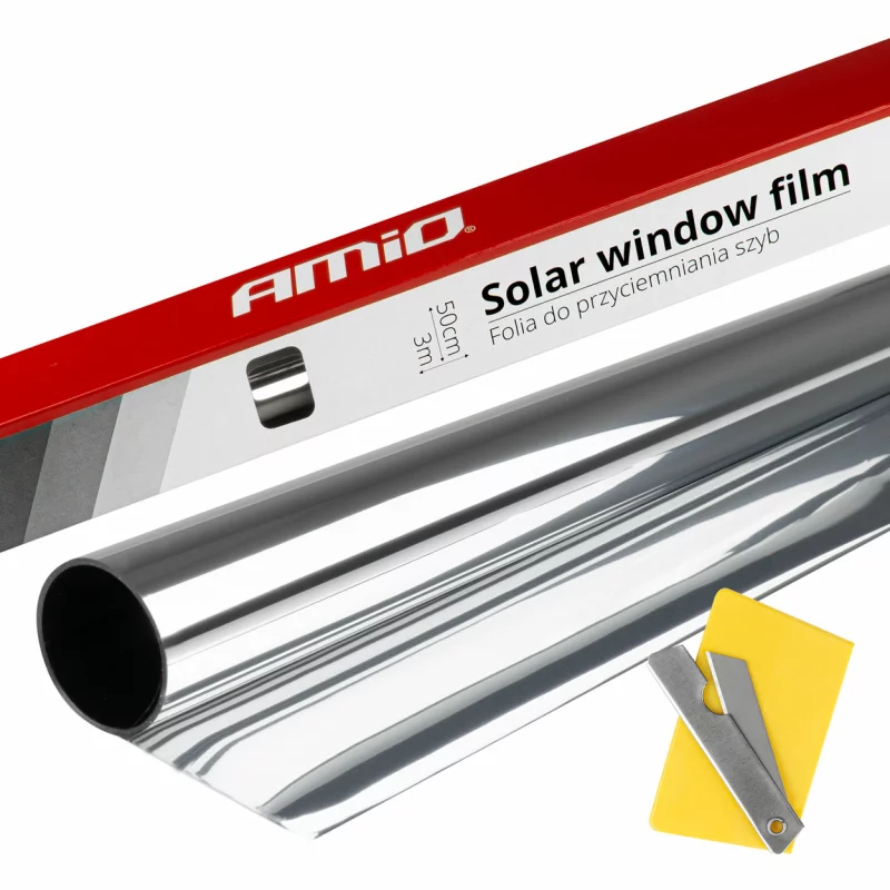 Folie solara pentru geam Amio 50x300cm transparenta 15% Dark Silver - Argintiu inchis Garage AutoRide