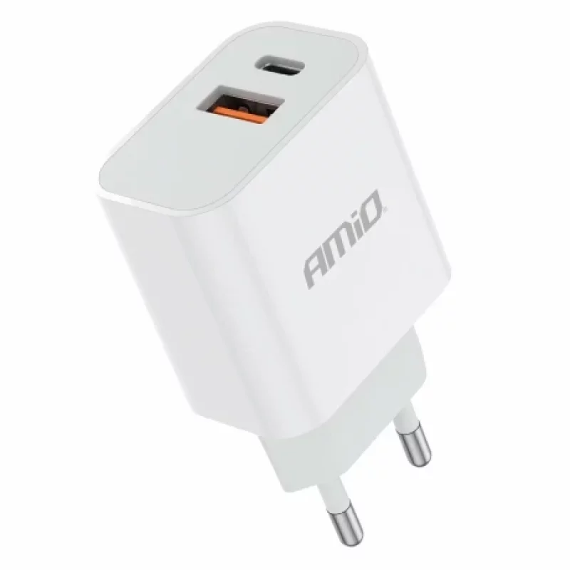 Incarcator retea Amio cu 2 porturi USB-A si USB-C 20W Quick Charge PCH PRO-09 230V Garage AutoRide