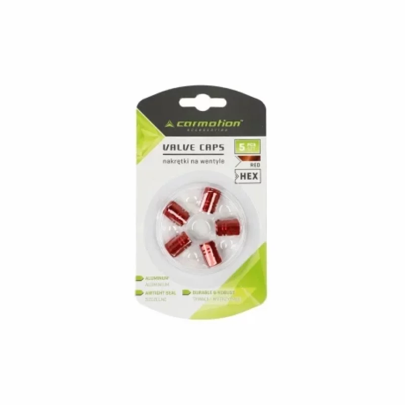 Ornamente capacele valve Hexagonal din aluminiu 5buc - Rosu Garage AutoRide