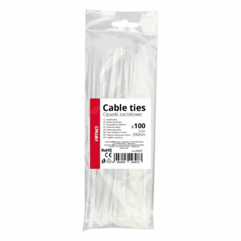 Coliere plastic 100buc 025x20cm - Alb Garage AutoRide