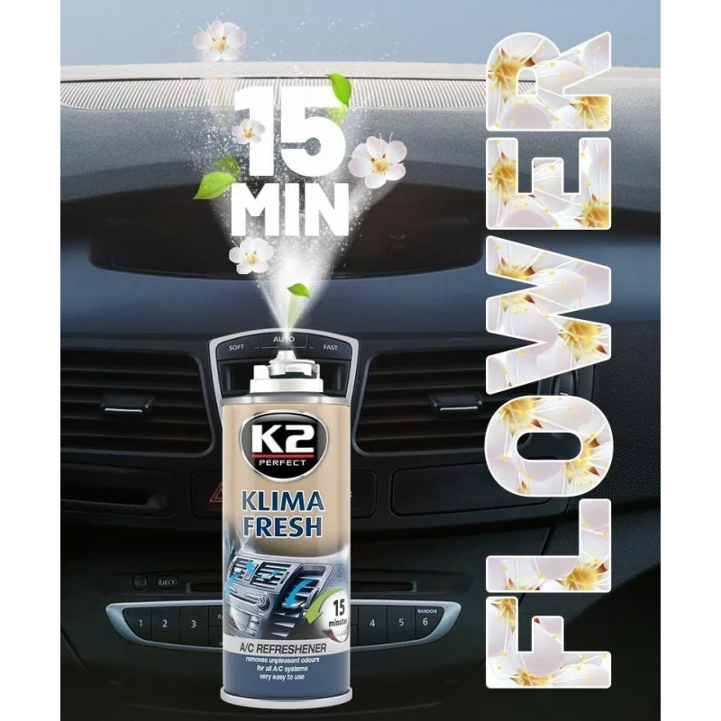 Spray pentru curatat si dezinfectat sistemul de aer conditionat K2 KLIMA FRESH 150ml Floare Garage AutoRide