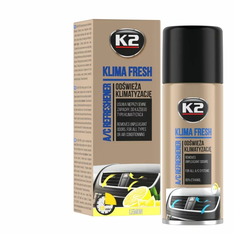 Spray pentru curatat si dezinfectat sistemul de aer conditionat K2 KLIMA FRESH 150ml Lamaie Garage AutoRide