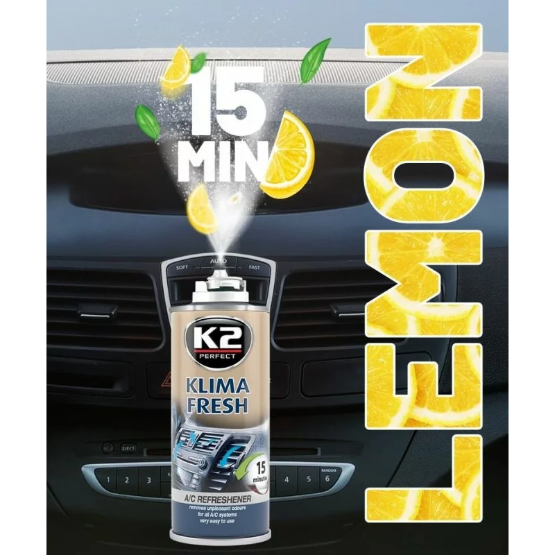 Spray pentru curatat si dezinfectat sistemul de aer conditionat K2 KLIMA FRESH 150ml Lamaie Garage AutoRide
