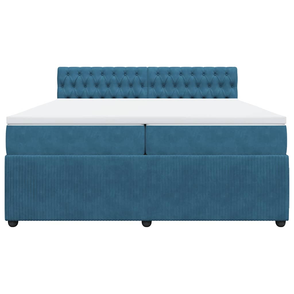 Pat box spring cu saltea, albastru, 200x200 cm, catifea GartenMobel Dekor