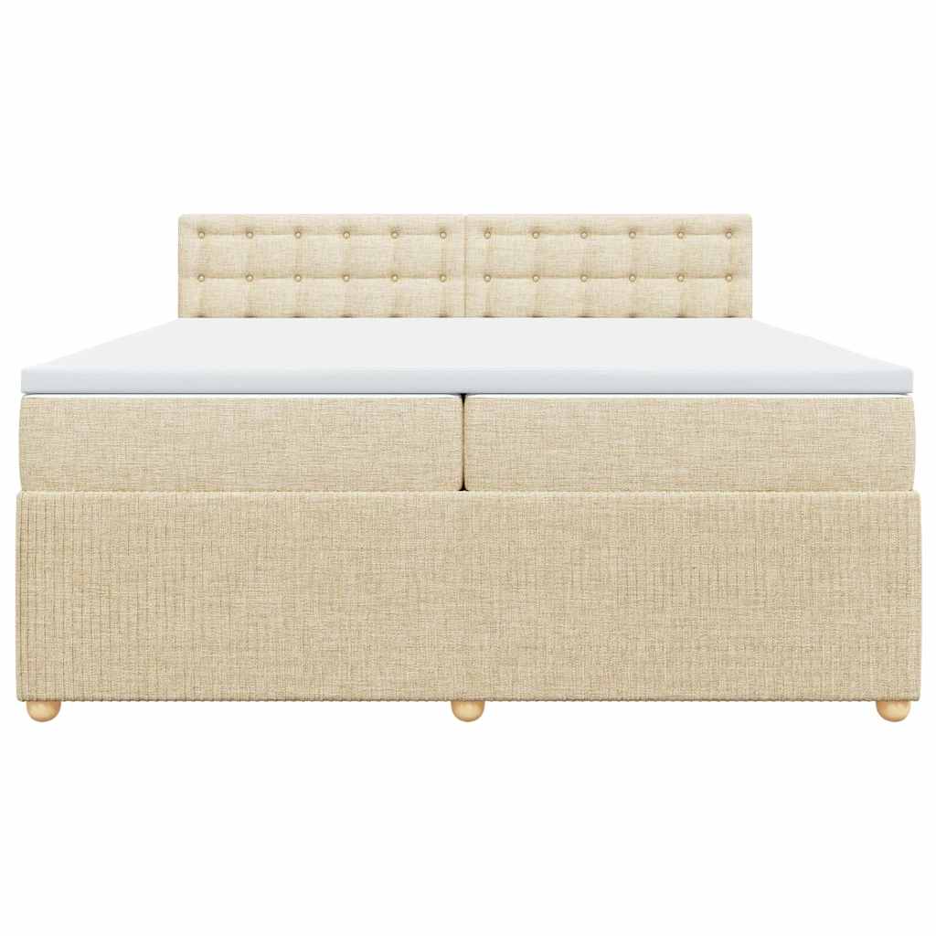 Pat box spring cu saltea, crem, 200x200 cm, textil GartenMobel Dekor