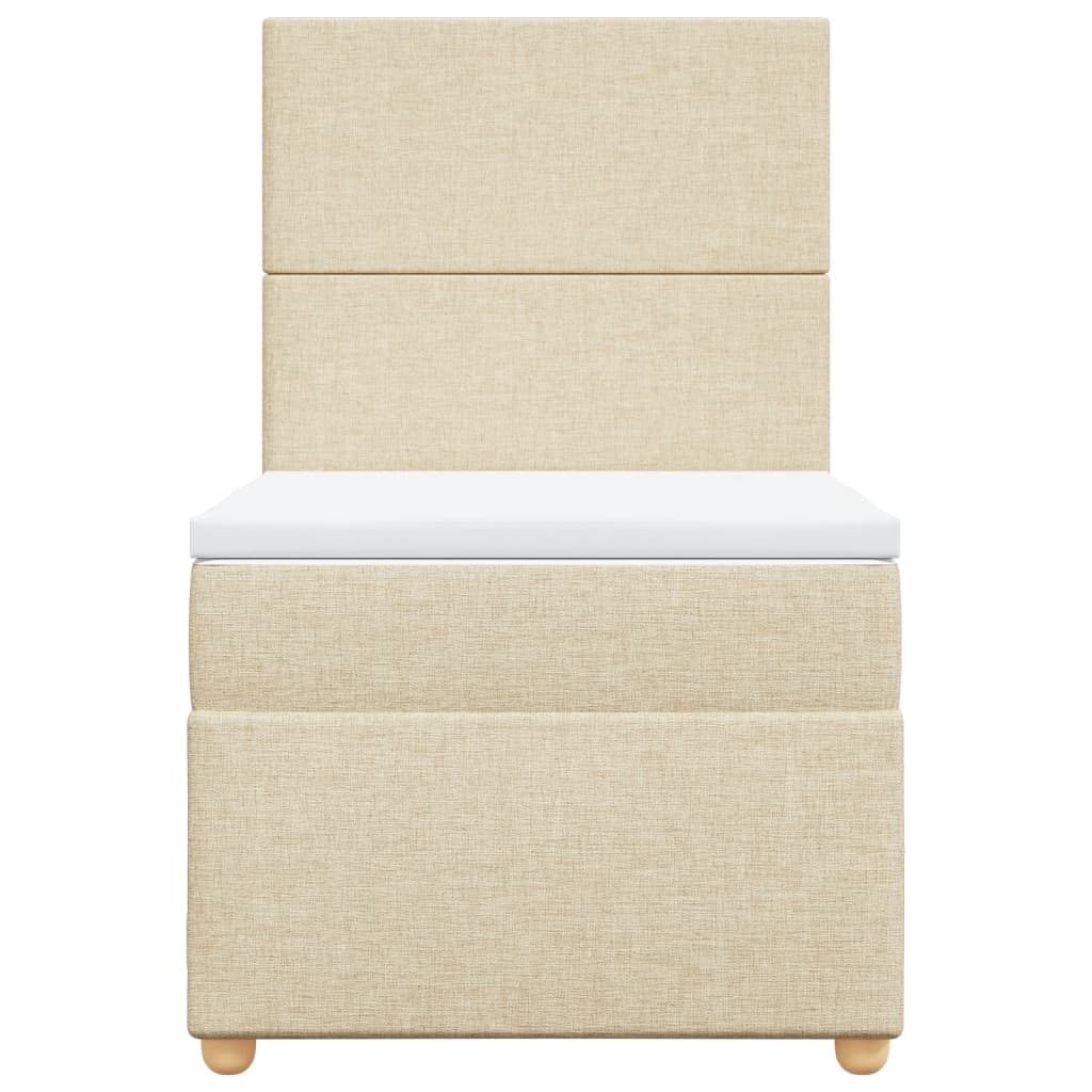 Pat box spring cu saltea, crem, 80x200 cm, textil GartenMobel Dekor