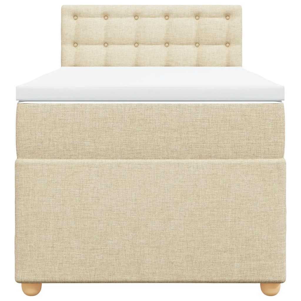 Pat box spring cu saltea, crem, 80x200 cm, textil GartenMobel Dekor