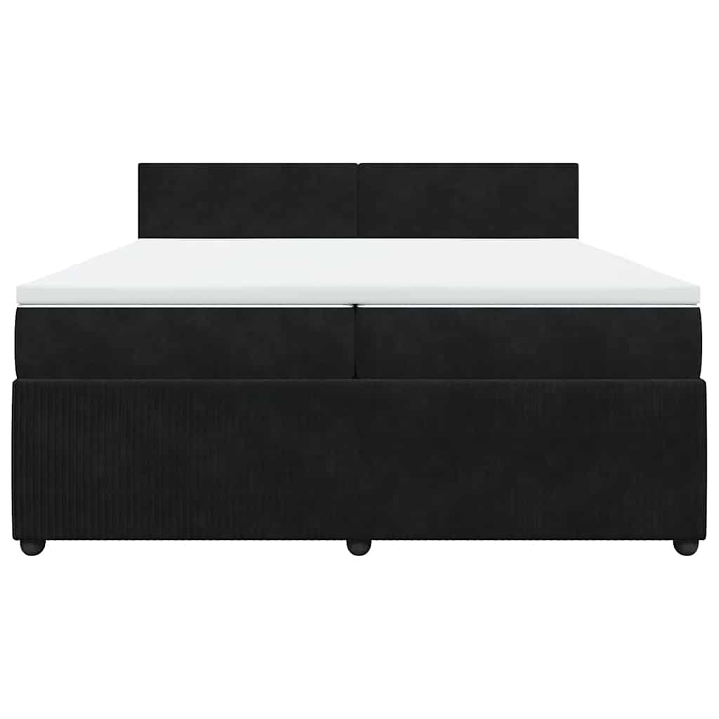 Pat box spring cu saltea, negru, 200x200 cm, catifea GartenMobel Dekor