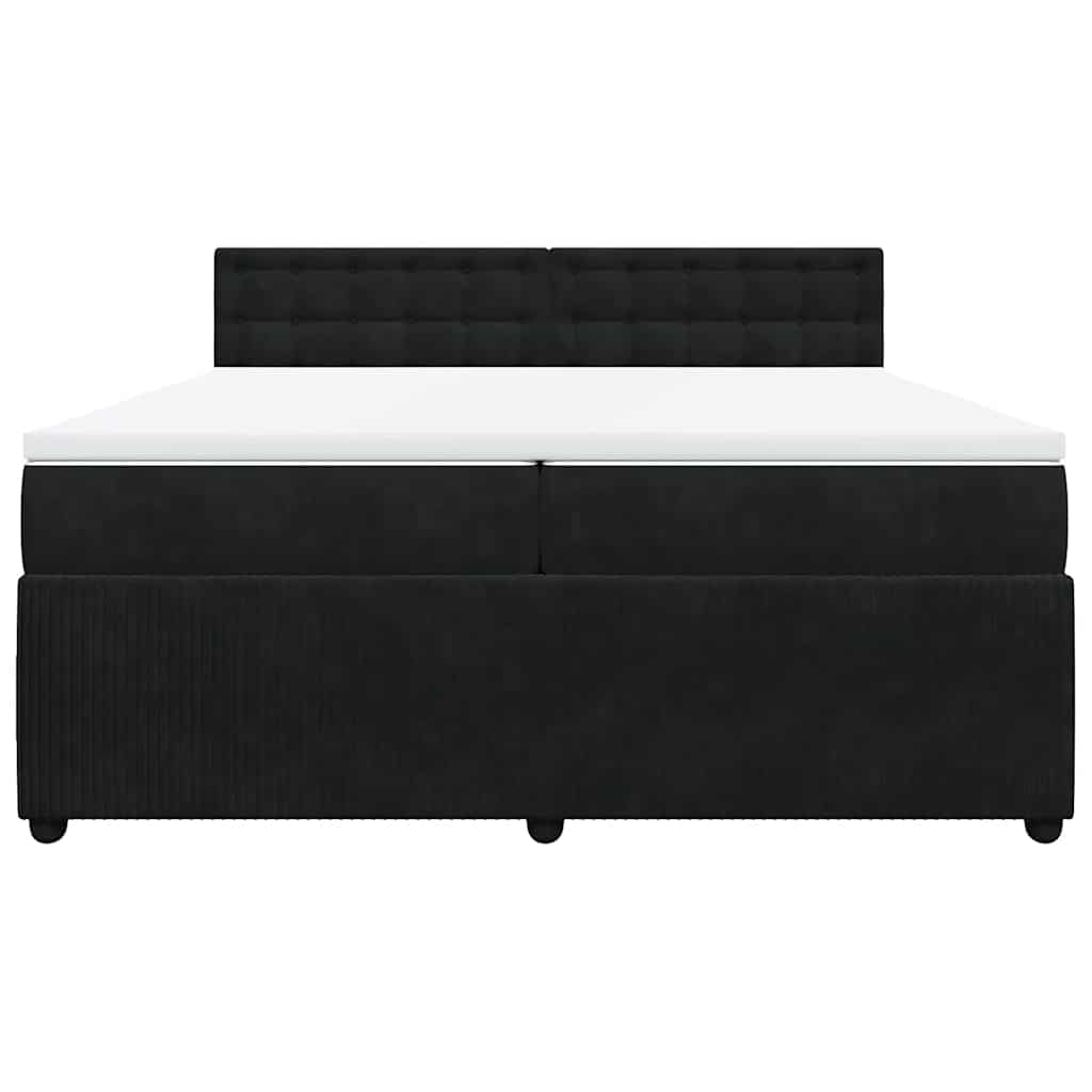 Pat box spring cu saltea, negru, 200x200 cm, catifea GartenMobel Dekor