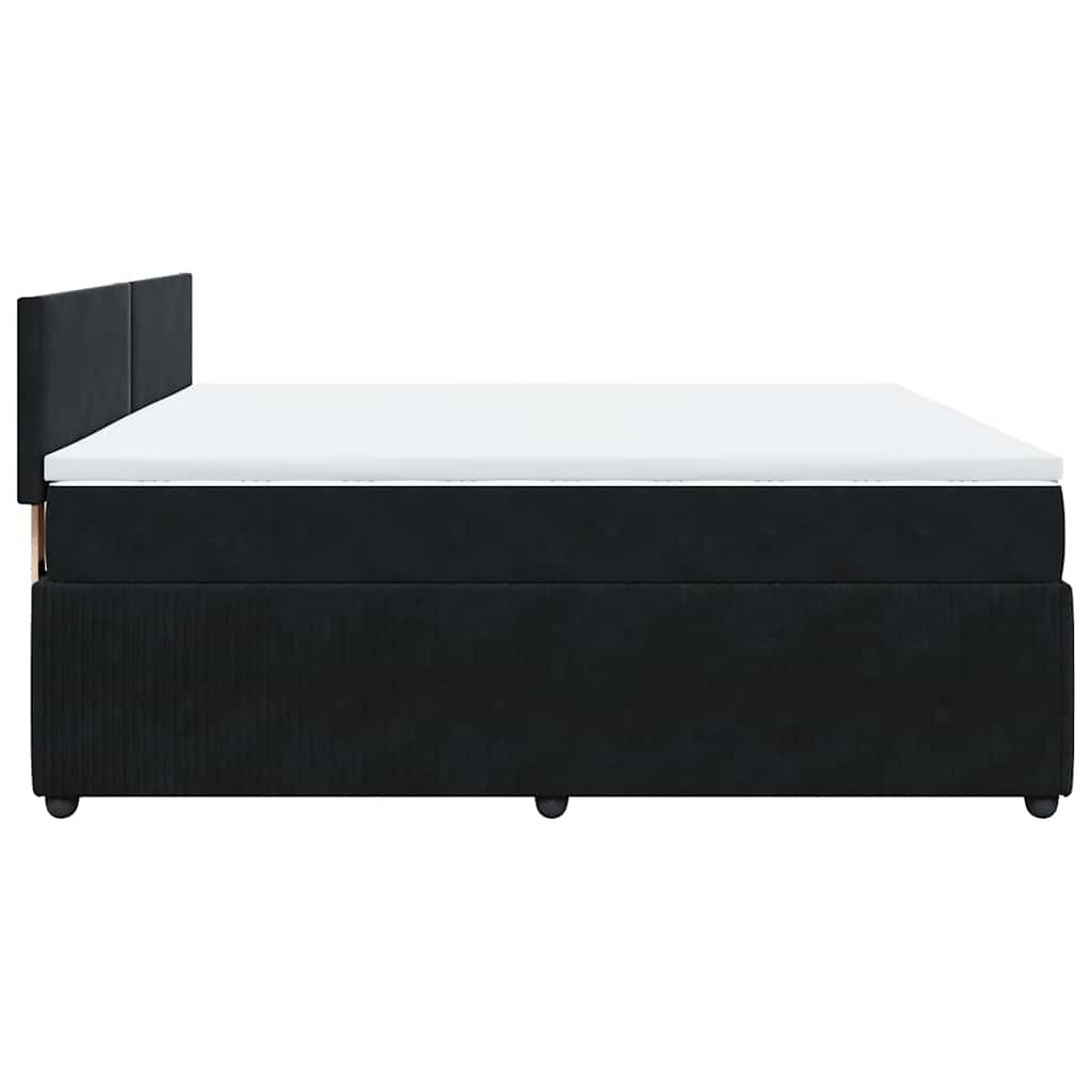 Pat box spring cu saltea, negru, 200x200 cm, catifea GartenMobel Dekor