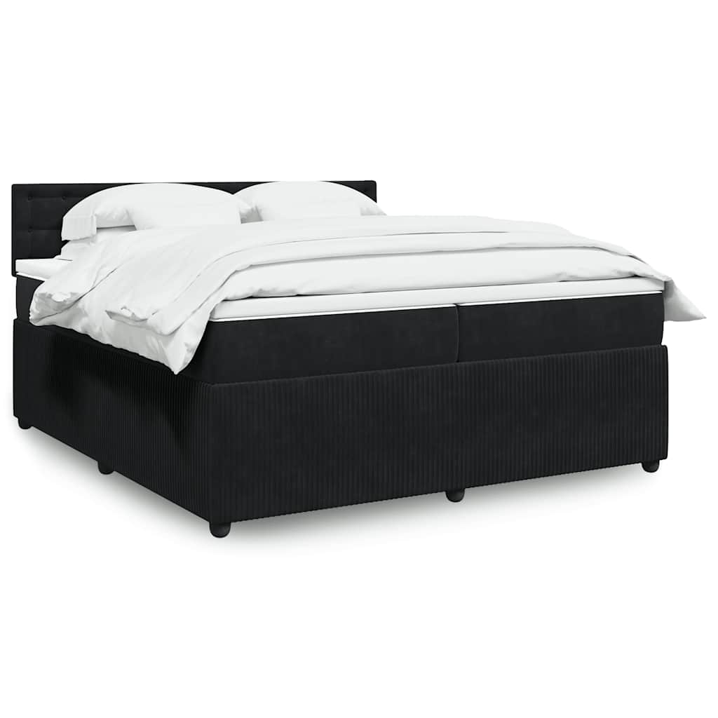 Pat box spring cu saltea, negru, 200x200 cm, catifea GartenMobel Dekor