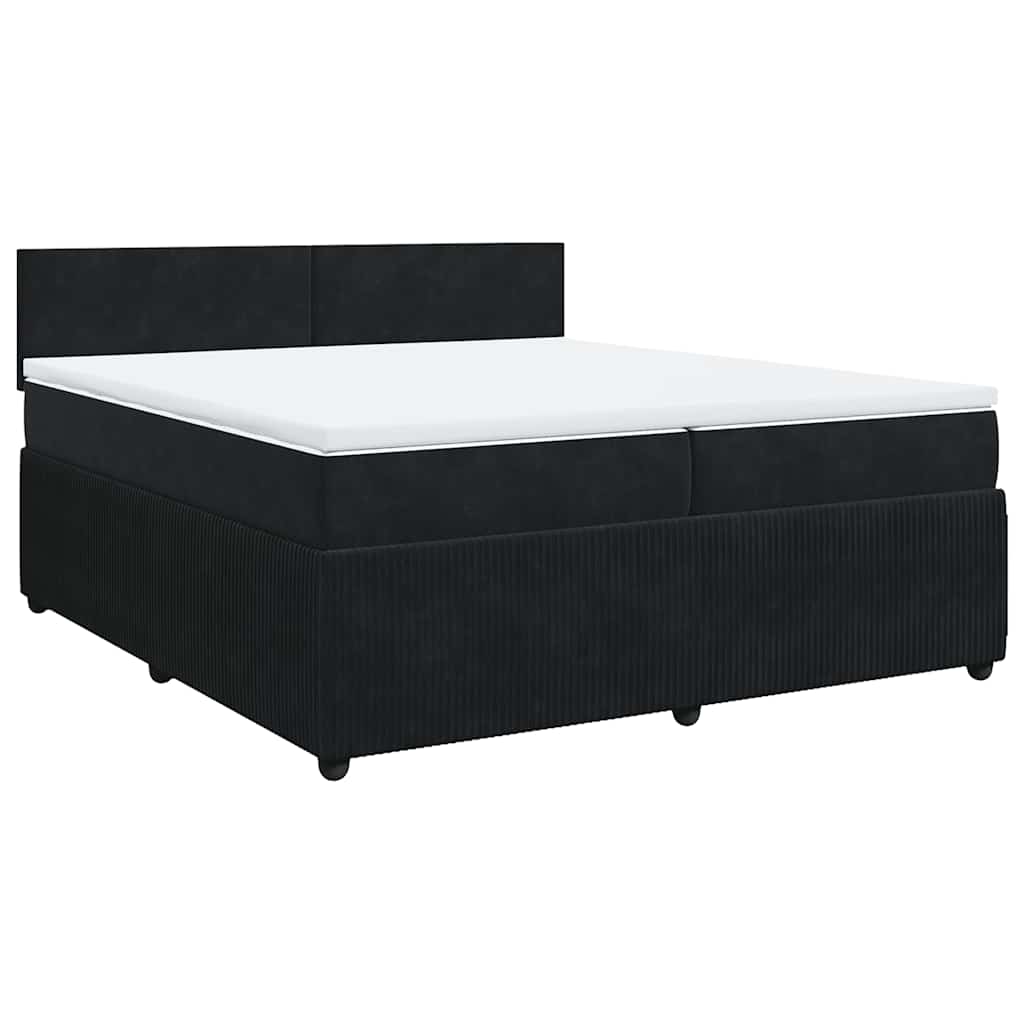 Pat box spring cu saltea, negru, 200x200 cm, catifea GartenMobel Dekor
