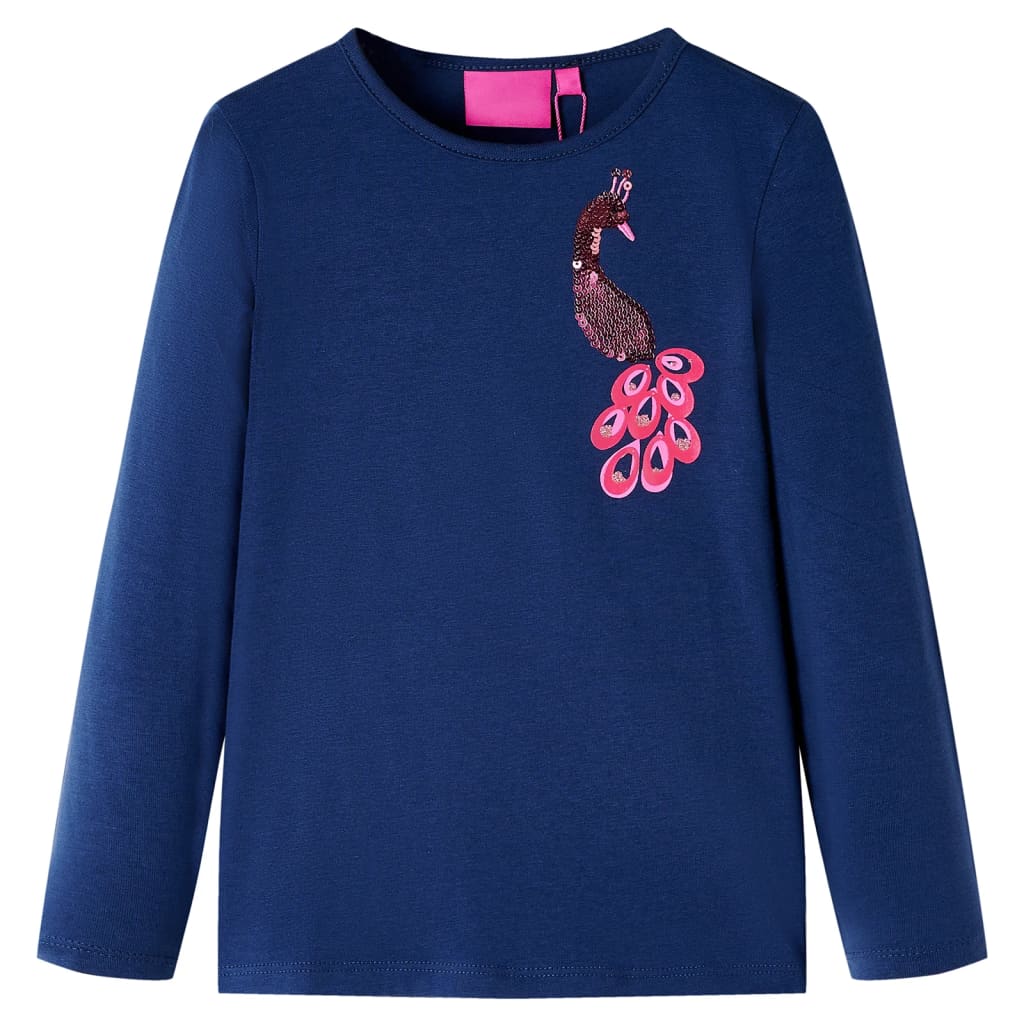 Tricou pentru copii cu mâneci lungi, bleumarin, 104 GartenMobel Dekor