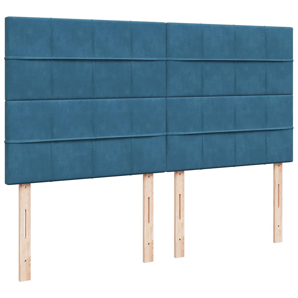 Pat box spring cu saltea, albastru, 200x200 cm, catifea GartenMobel Dekor