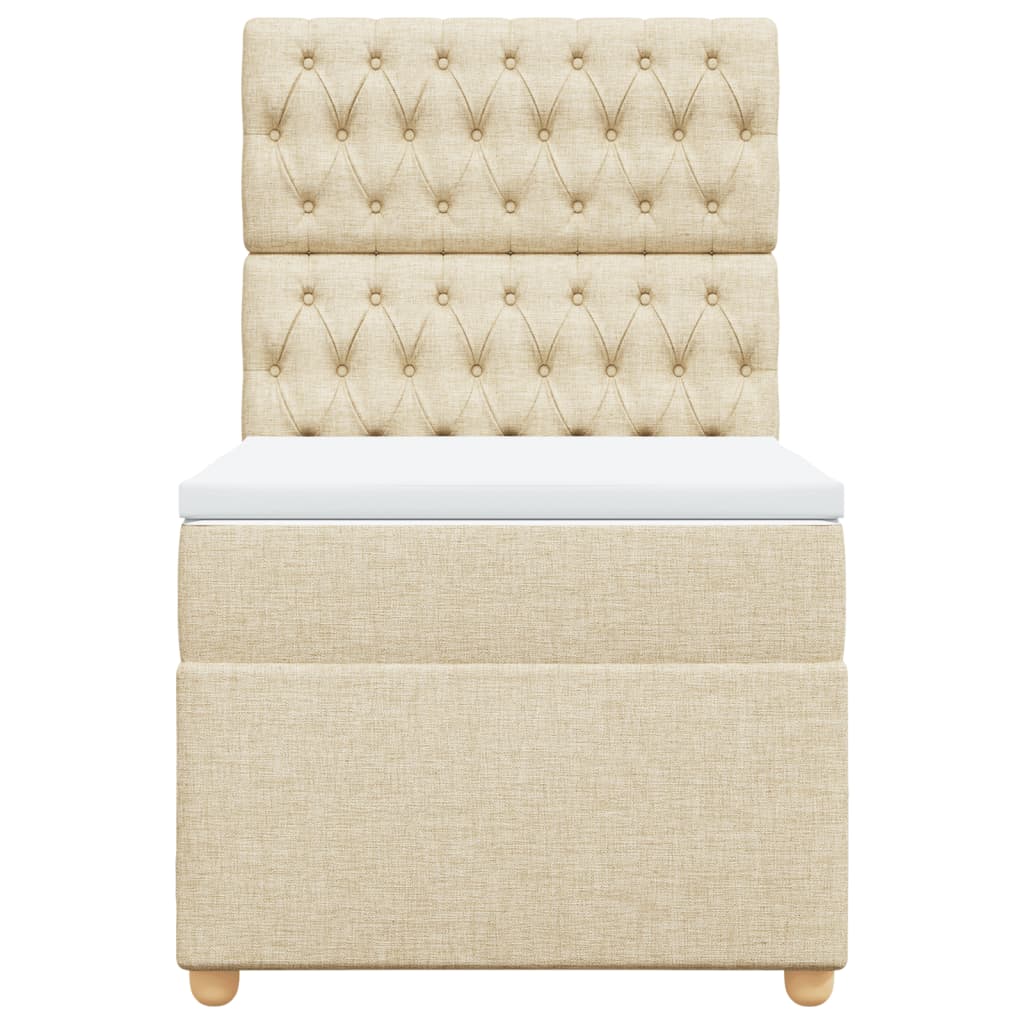 Pat box spring cu saltea, crem, 90x200 cm, textil GartenMobel Dekor