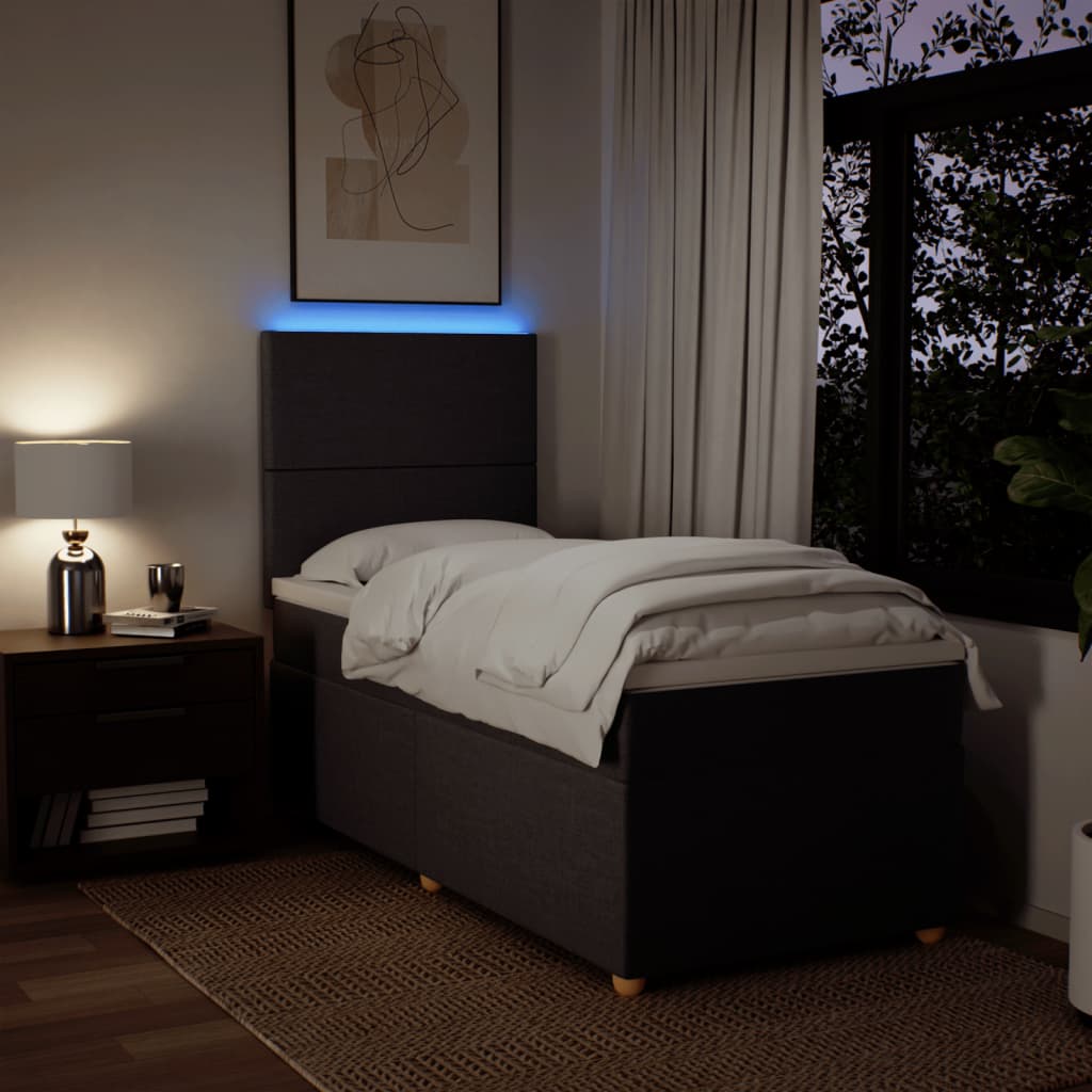 Pat box spring cu saltea, maro închis, 80x200 cm, textil GartenMobel Dekor