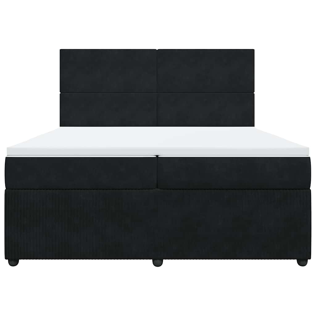 Pat box spring cu saltea, negru, 200x200 cm, catifea GartenMobel Dekor