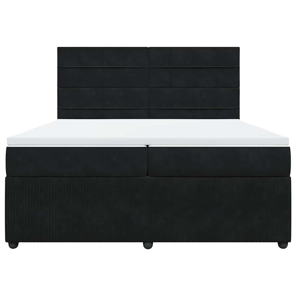 Pat box spring cu saltea, negru, 200x200 cm, catifea GartenMobel Dekor