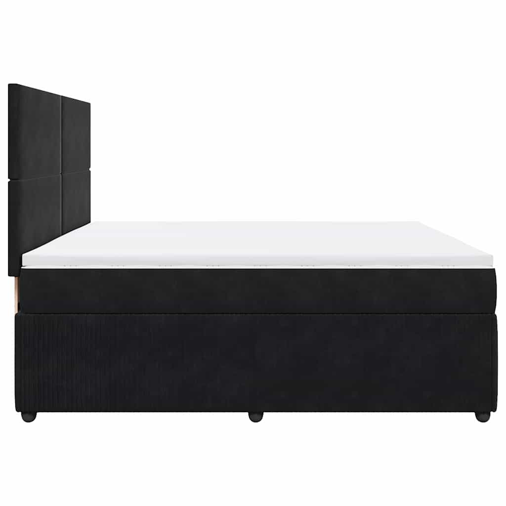 Pat box spring cu saltea, negru, 200x200 cm, catifea GartenMobel Dekor