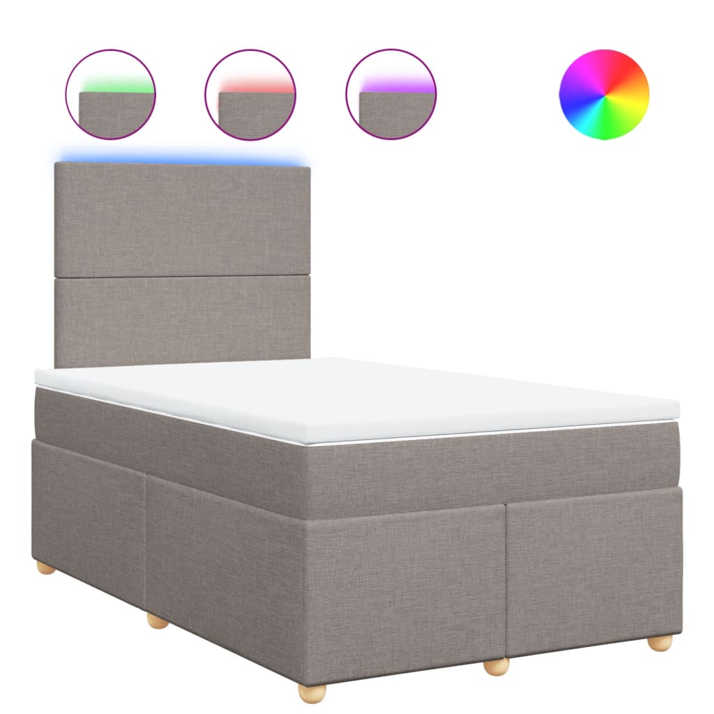 Pat box spring cu saltea, taupe, 120x190 cm material textil GartenMobel Dekor