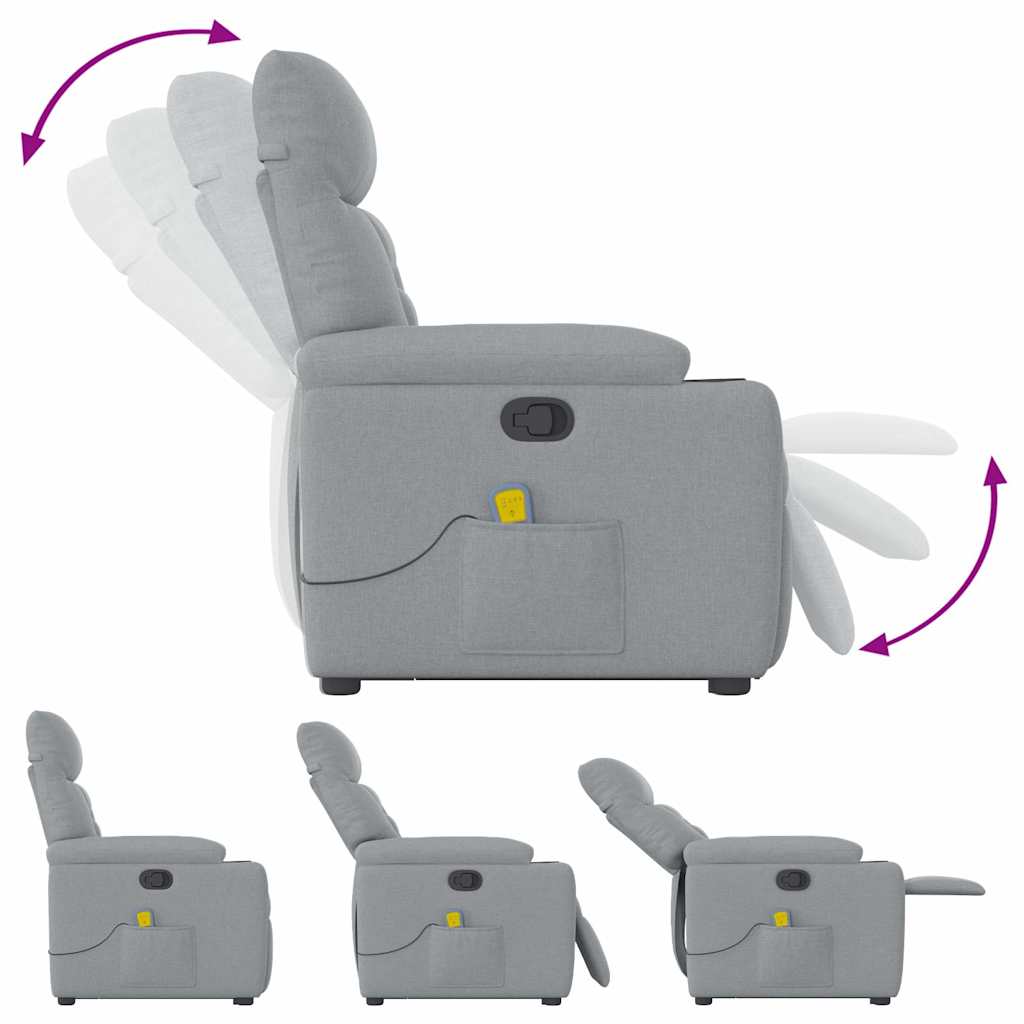 Fotoliu de masaj rabatabil cu ridicare, gri deschis, textil GartenMobel Dekor