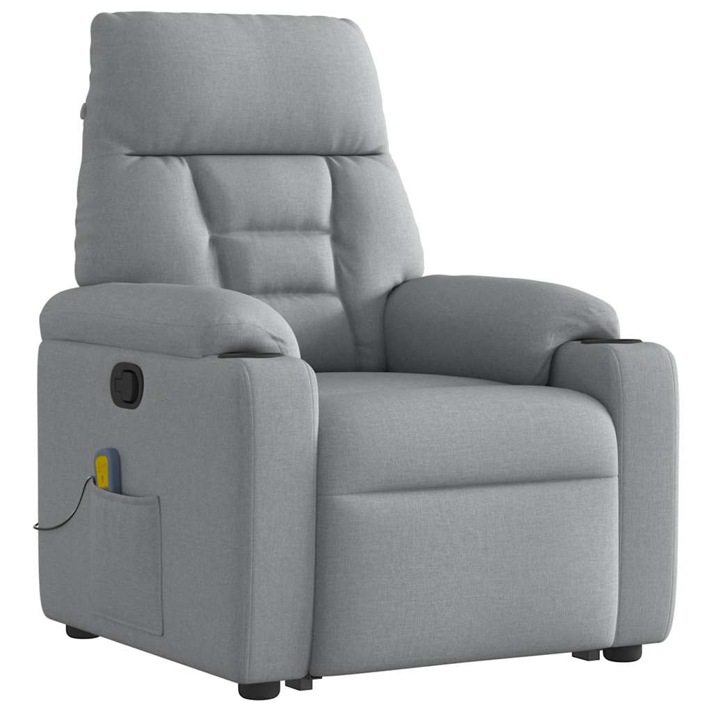 Fotoliu de masaj rabatabil cu ridicare, gri deschis, textil GartenMobel Dekor