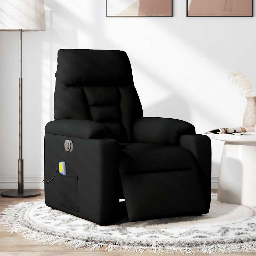 Fotoliu electric de masaj rabatabil, negru, textil GartenMobel Dekor