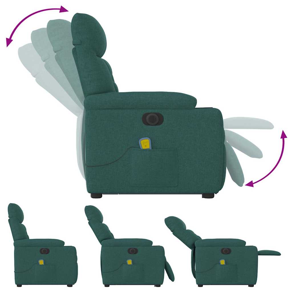 Fotoliu electric masaj rabatabil / ridicare verde închis textil GartenMobel Dekor