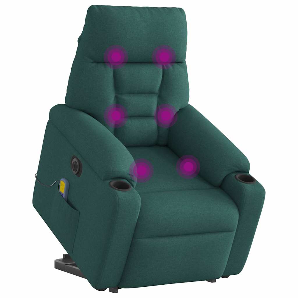 Fotoliu electric masaj rabatabil / ridicare verde închis textil GartenMobel Dekor