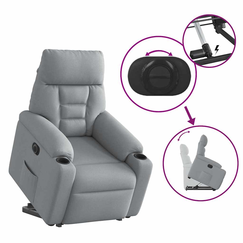 Fotoliu electric rabatabil cu ridicare, gri deschis, textil GartenMobel Dekor