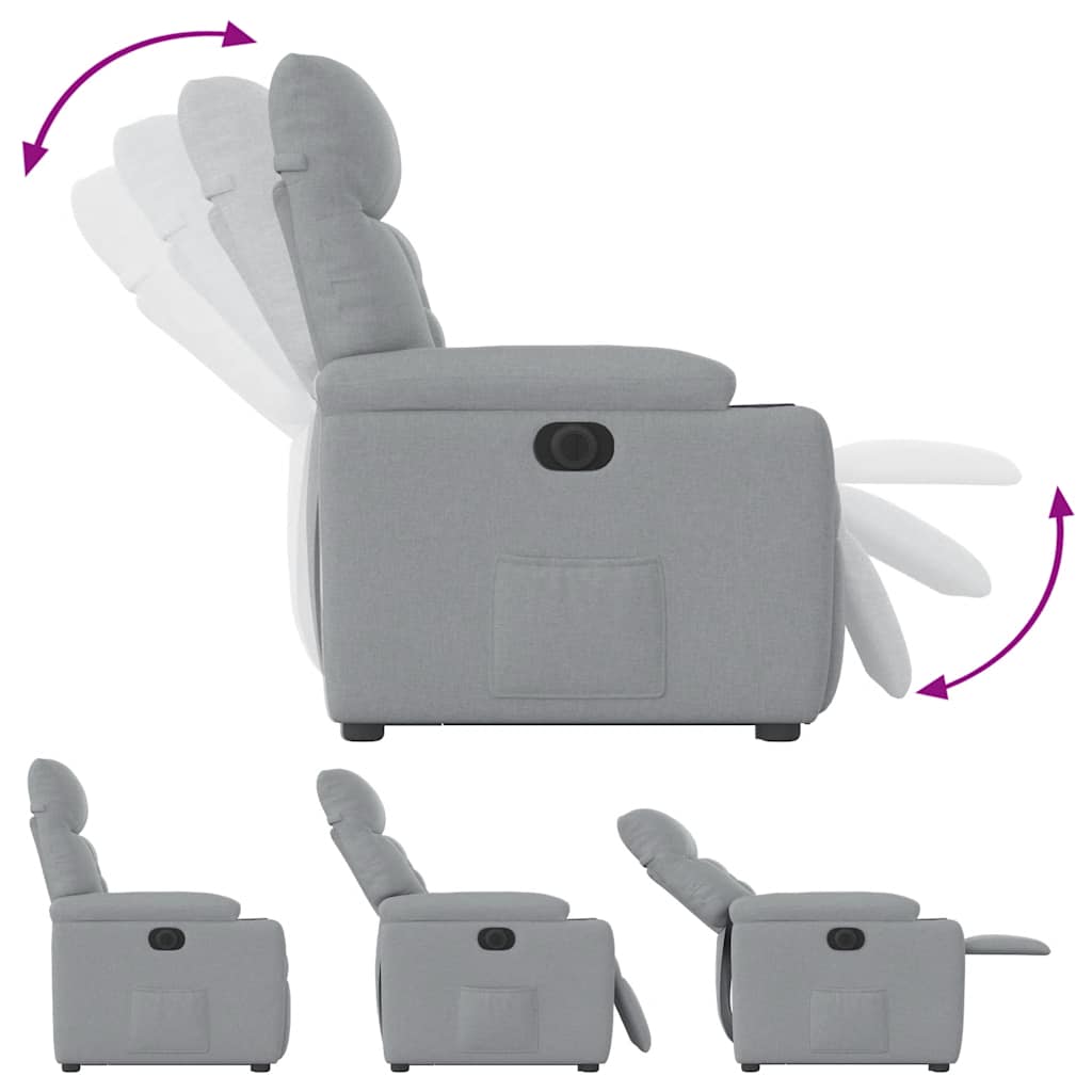 Fotoliu electric rabatabil cu ridicare, gri deschis, textil GartenMobel Dekor