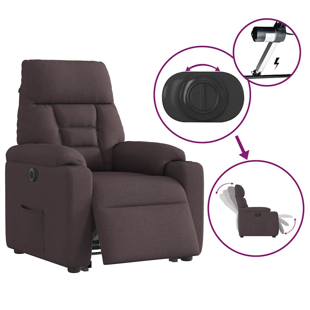 Fotoliu electric rabatabil cu ridicare, maro închis, textil GartenMobel Dekor