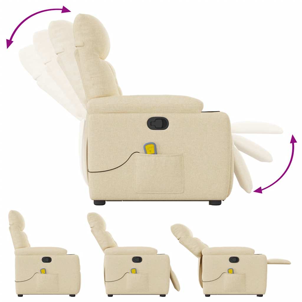 Fotoliu masaj rabatabil cu ridicare, crem, material textil GartenMobel Dekor