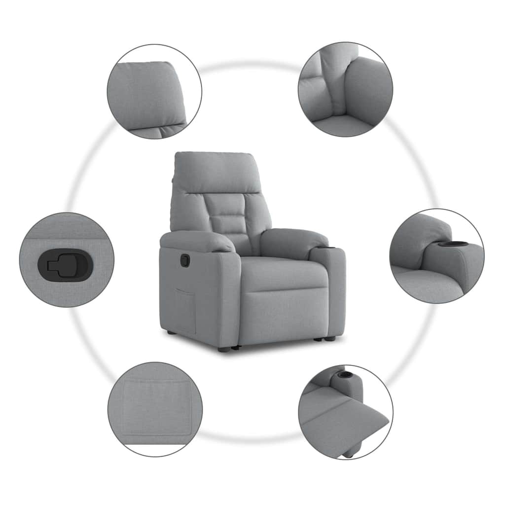 Fotoliu rabatabil cu ridicare, gri deschis, material textil GartenMobel Dekor