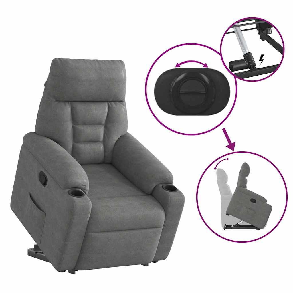 Fotoliu rabatabil cu ridicare, gri închis, microfibră GartenMobel Dekor