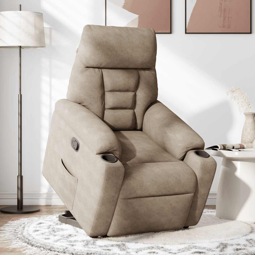 Fotoliu rabatabil cu ridicare, gri taupe, microfibră GartenMobel Dekor