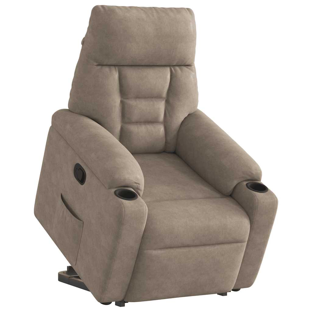 Fotoliu rabatabil cu ridicare, gri taupe, microfibră GartenMobel Dekor