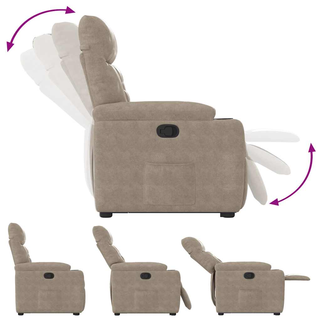 Fotoliu rabatabil cu ridicare, gri taupe, microfibră GartenMobel Dekor