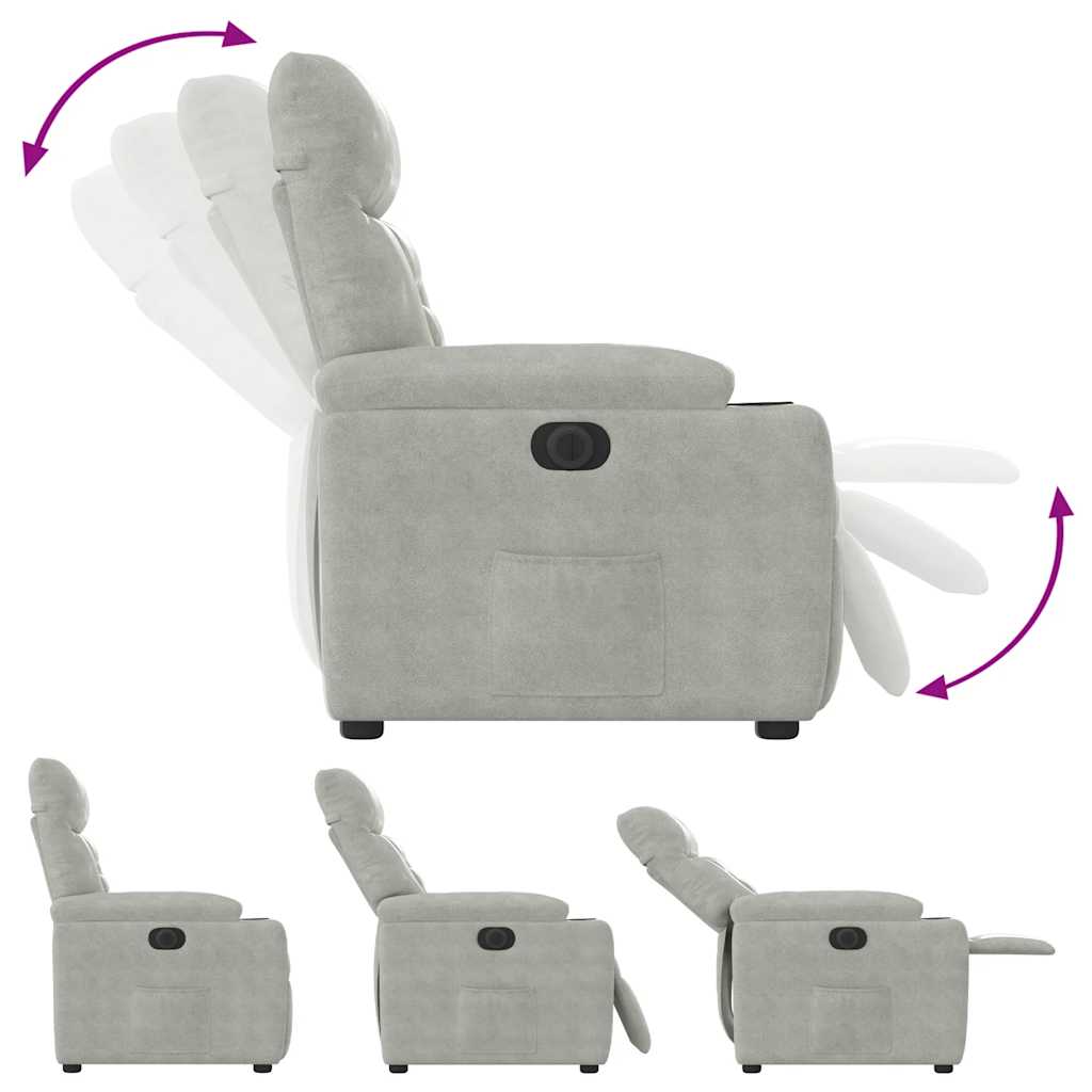 Fotoliu rabatabil electric, gri deschis, microfibră GartenMobel Dekor