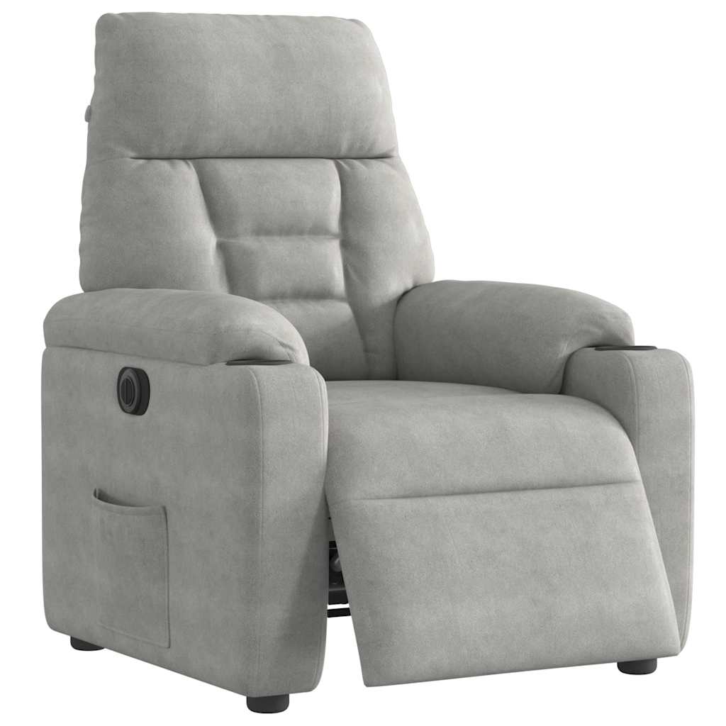 Fotoliu rabatabil electric, gri deschis, microfibră GartenMobel Dekor