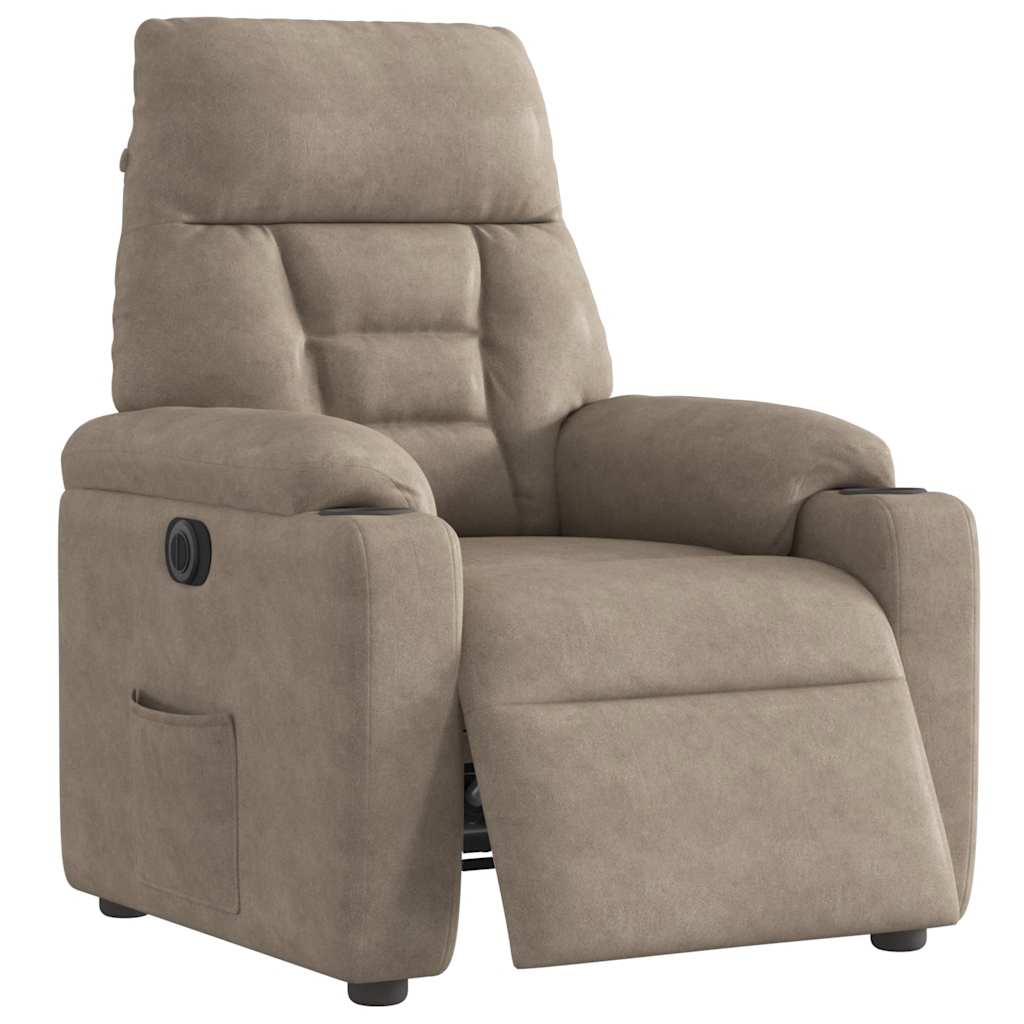 Fotoliu rabatabil electric, gri taupe, microfibră GartenMobel Dekor