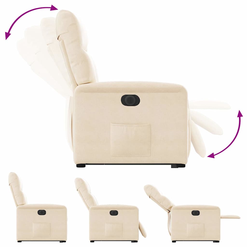 Fotoliu rabatabil electric cu ridicare, bej, microfibră GartenMobel Dekor