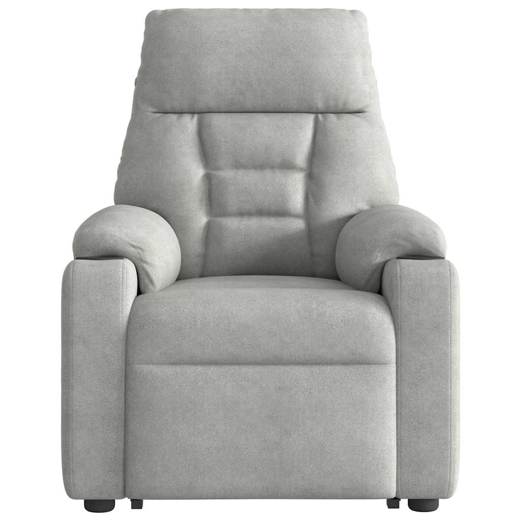 Fotoliu rabatabil electric cu ridicare, gri deschis, microfibră GartenMobel Dekor