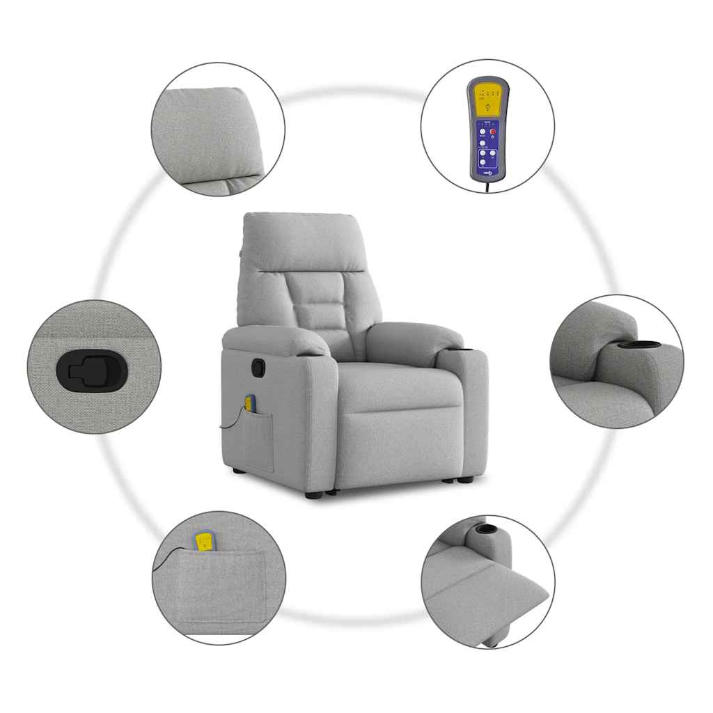 Scaun de masaj în picioare, înclinat, țesătură gri nor GartenMobel Dekor