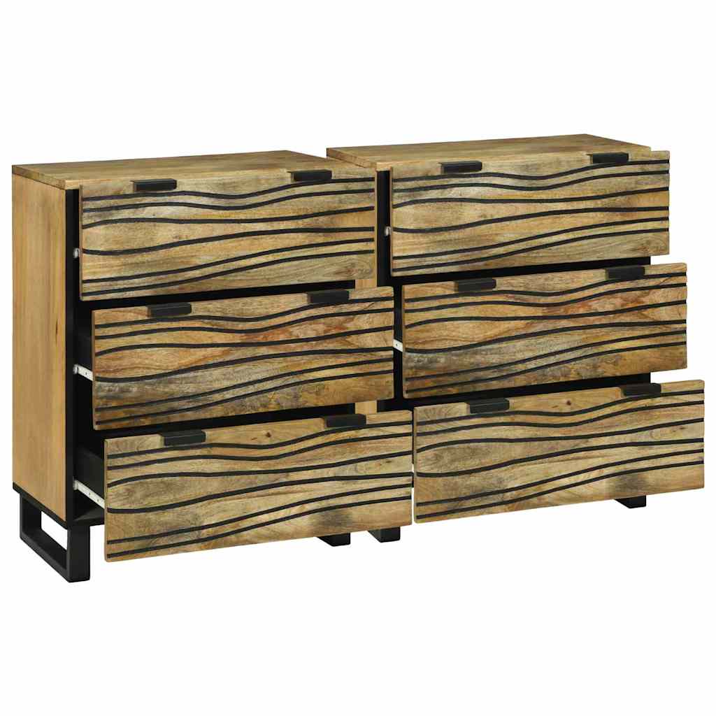 Bufeturi cu sertar cu depozitare 2 pcs Maro Mediu Lemn de mango solid GartenMobel Dekor