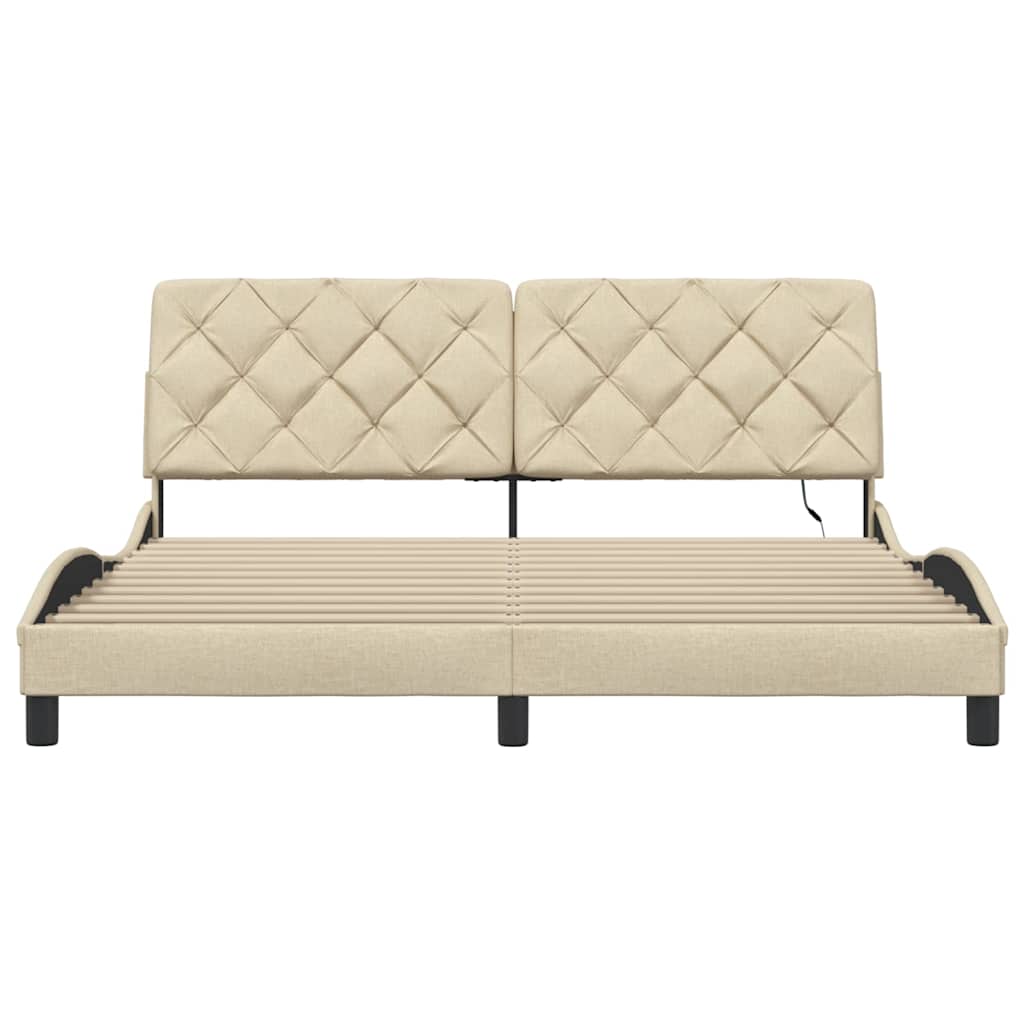 Cadru de pat cu LED fără saltea cremă 180x200 cm țesătură GartenMobel Dekor