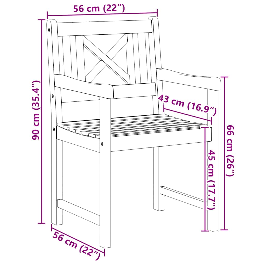 Scaune de grădină  6 piese 56x55.5x90 cm Lemn solid de acacia GartenMobel Dekor