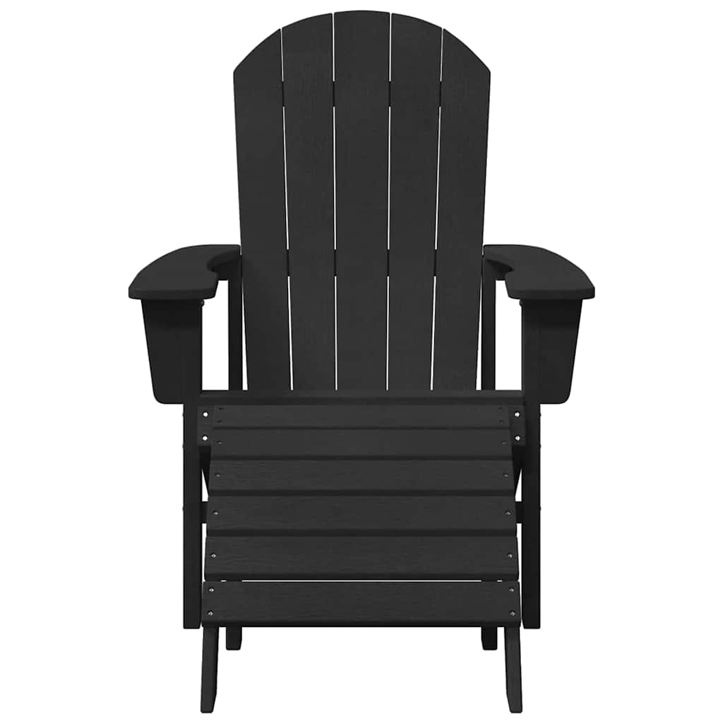 Scaune Adirondack  cu suporturi pentru picioare 2 buc Negru HDPE GartenMobel Dekor