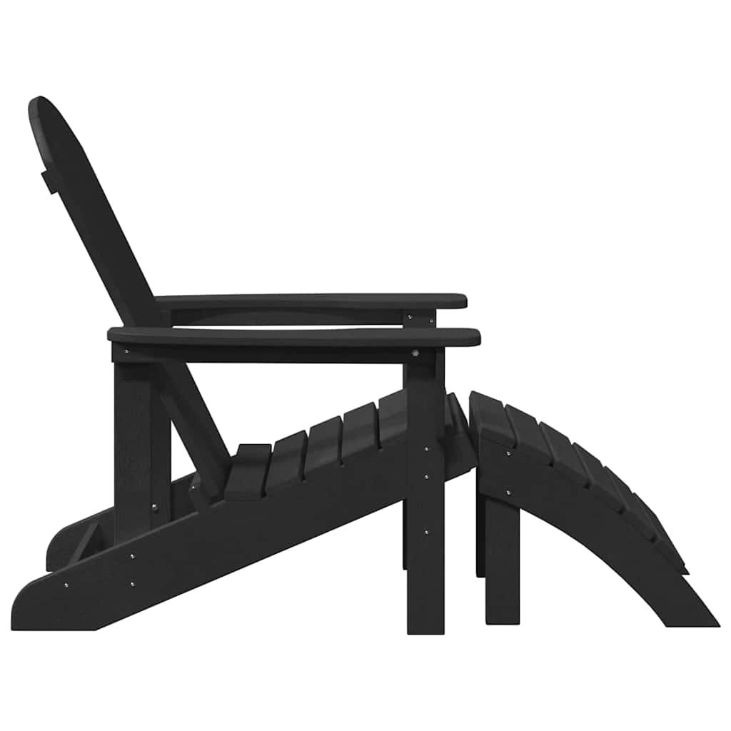 Scaune Adirondack  cu suporturi pentru picioare 2 buc Negru HDPE GartenMobel Dekor